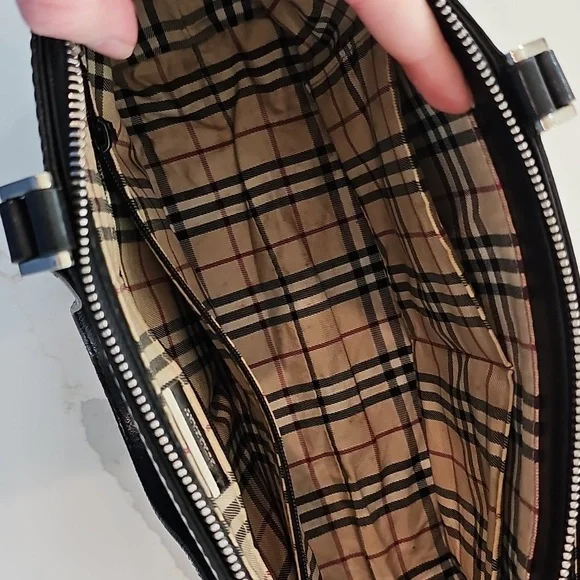 Burberry Leather Tote Bag Authentic – Classic Nova Check Side Panels & Interior - Picture 8 of 12